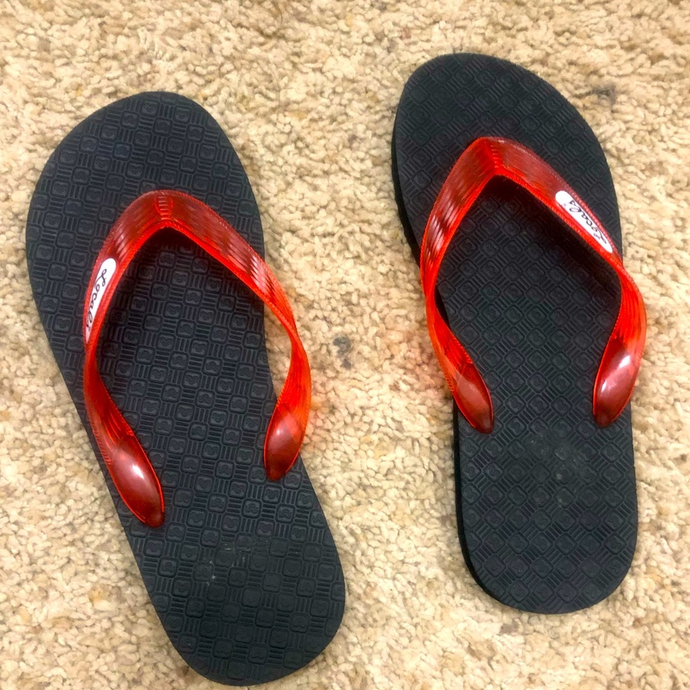 Maui locals only flip flop sandal black red sz 9